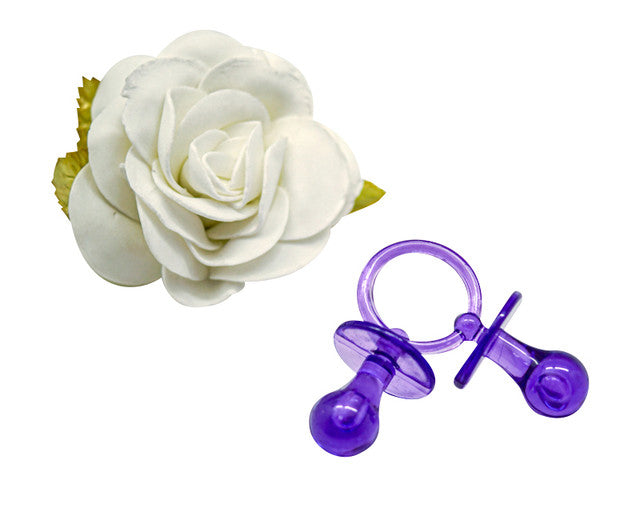 2.5" Purple Transparent Plastic Baby Shower Pacifier - Pack of 36