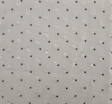 1 Yard Beige or Charcoal Clip Dot Chiffon Lightweight Sheer Polyester Fabric for Dresses & Sarees, 57/58" Wide