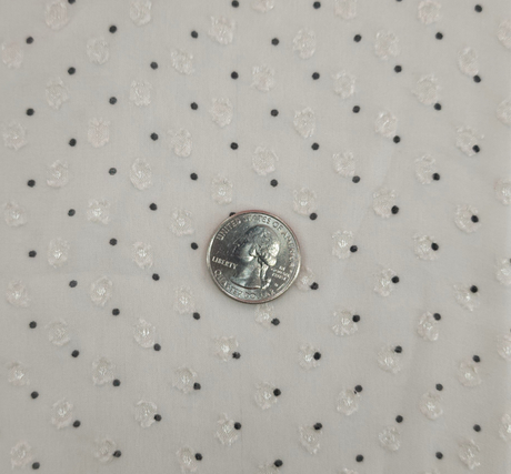 Poly Clip Dot Chiffon 1D1330 Polyester Fabric - Beige/Charcoal Clip Dot, 57/58" Width