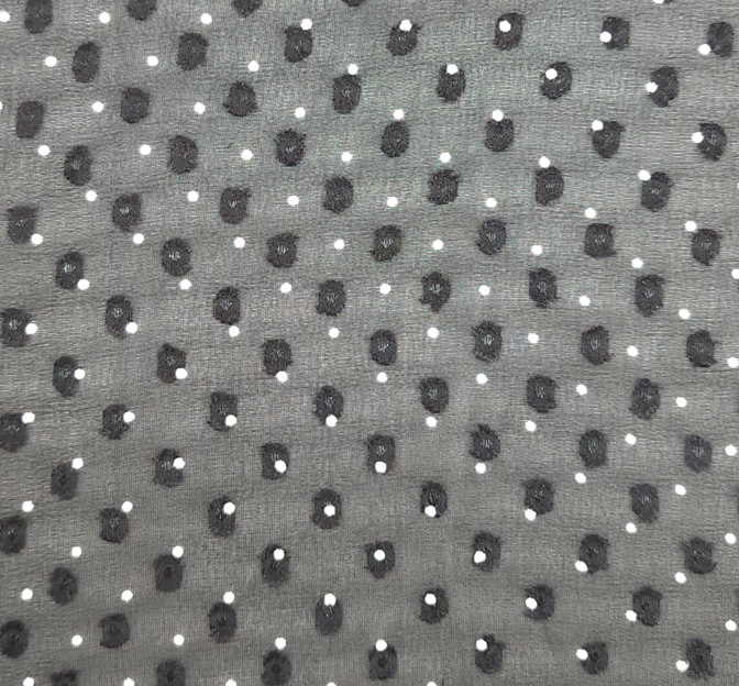 Poly Clip Dot Chiffon 1D1330 Polyester Fabric - Black/Ivory Clip Dot, 57/58" Width (1 Yard)