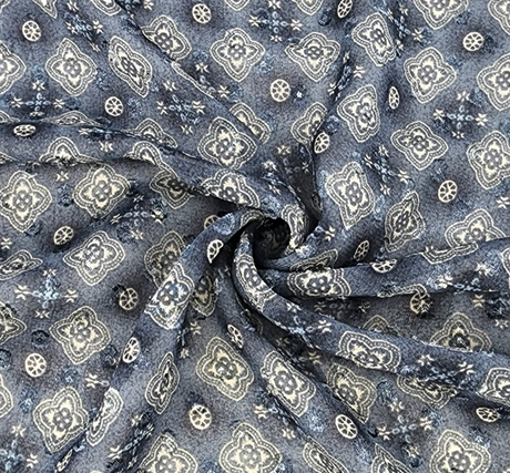 Poly Clip Dot Chiffon 1D1574 Polyester Fabric - Dusty Blue Clip Dot, 57/58" Width (1 Yard)