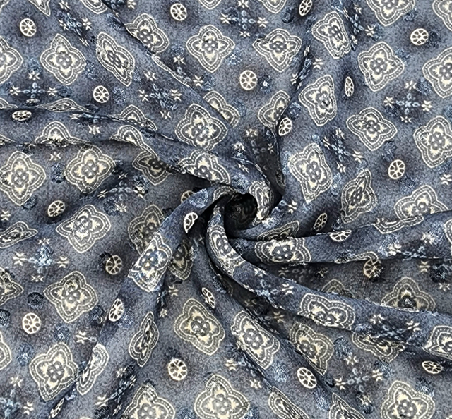 Poly Clip Dot Chiffon 1D1574 Polyester Fabric - Dusty Blue Clip Dot, 57/58" Width (1 Yard)