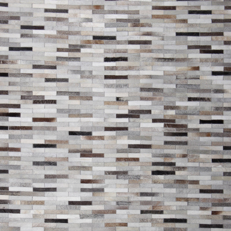 Natural Leather Patchwork Modern Brick Cowhide Area Rug/ Carpet - 100% Real Cowhide Fabric, Brick Patchwork, Beige, Gray, White, 5' X 7', 8' X 10' (1 Rug)