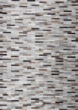 Natural Leather Patchwork Modern Brick Cowhide Area Rug/ Carpet - 100% Real Cowhide Fabric, Brick Patchwork, Beige, Gray, White, 5' X 7', 8' X 10' (1 Rug)