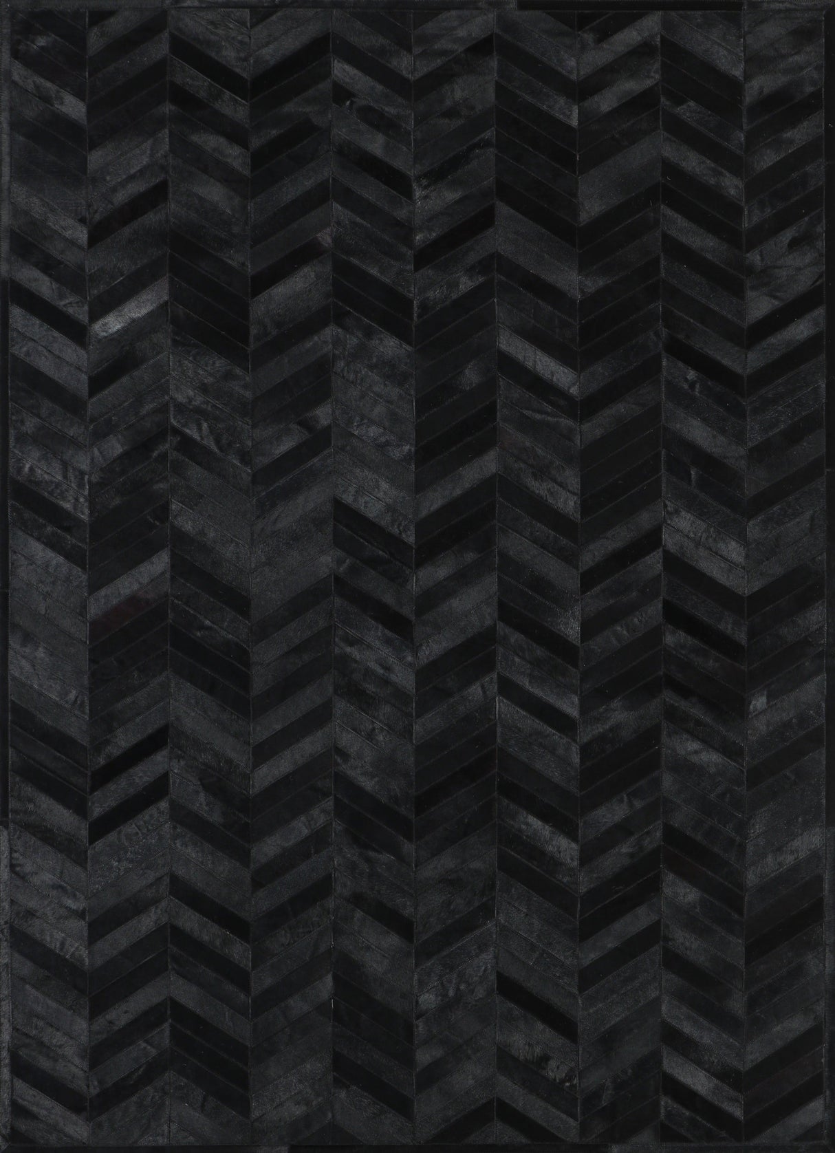 Patchwork PCH214 Cowhide Patchwork Rug - Geometric Chevron Black, 5' X 7', 7' 6" X 9' 6", 9' X 12' (1 Unit)