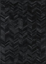 Patchwork PCH214 Cowhide Patchwork Rug - Geometric Chevron Black, 5' X 7', 7' 6" X 9' 6", 9' X 12' (1 Unit)
