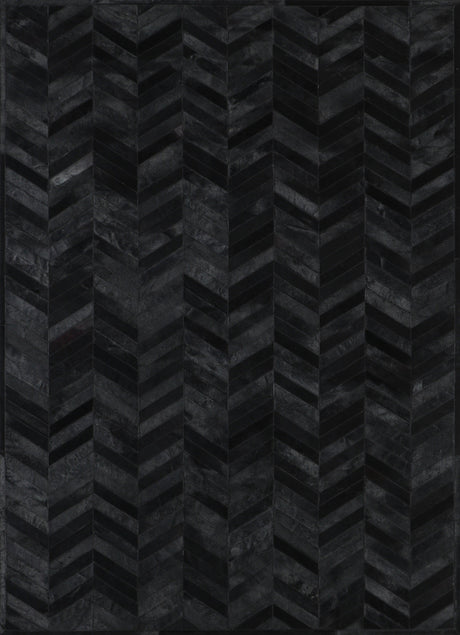 Patchwork PCH214 Cowhide Patchwork Rug - Geometric Chevron Black, 5' X 7', 7' 6" X 9' 6", 9' X 12' (1 Unit)
