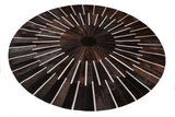 Patchwork PCH216 Round 100 Percent Real Cow Hide Fabric - Black With Charcoal Stripes, Round (6' X 6' Round)
