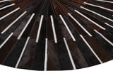 Patchwork PCH216 Round 100 Percent Real Cow Hide Fabric - Black With Charcoal Stripes, Round (6' X 6' Round)