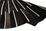 Patchwork PCH216 Round 100 Percent Real Cow Hide Fabric - Black With Charcoal Stripes, Round (6' X 6' Round)