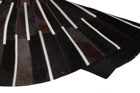 Patchwork PCH216 Round 100 Percent Real Cow Hide Fabric - Black With Charcoal Stripes, Round (6' X 6' Round)