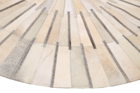 Patchwork PCH216 Round 100 Percent Real Cow Hide Fabric - Black With Charcoal Stripes, Round (6' X 6' Round)