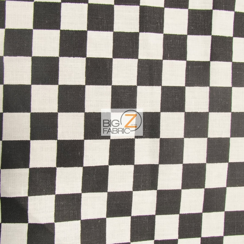 Poly Cotton Printed Fabric Square Checkered Mini Black White Sold By The Yard