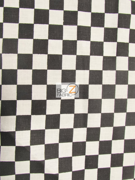 Poly Cotton Printed Fabric Square Checkered Mini Black White Sold By The Yard