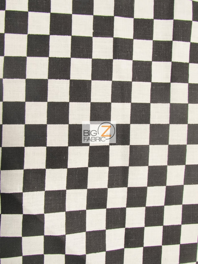 Poly Cotton Printed Fabric Square Checkered Mini Black White Sold By The Yard