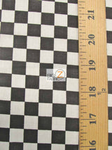 Poly Cotton Printed Fabric Square Checkered Mini Black White Sold By The Yard