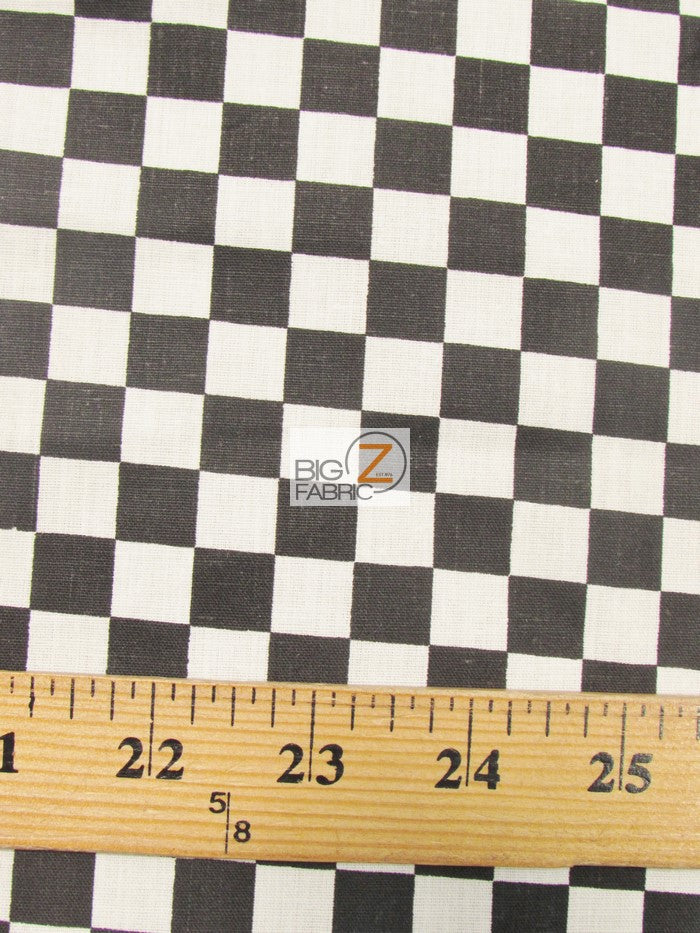 Poly Cotton Printed Fabric Square Checkered Mini Black White Sold By The Yard