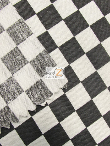 Poly Cotton Printed Fabric Square Checkered Mini Black White Sold By The Yard