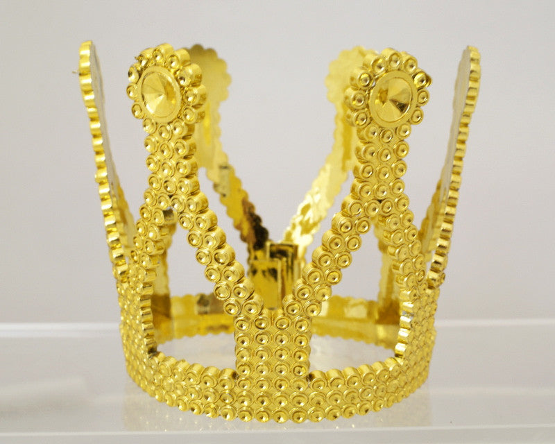 Gold/Gold Plastic Crown Hat - Pack of 12