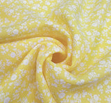Poly Crepe 1A534 Polyester Fabric - Yellow/Off White, 57/58" Width (1 Yard)