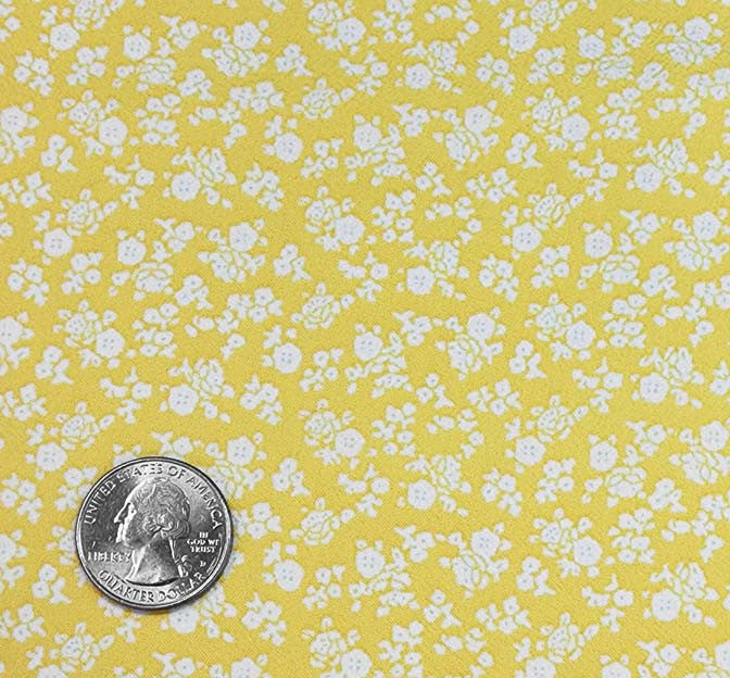 Poly Crepe 1A534 Polyester Fabric - Yellow/Off White, 57/58" Width (1 Yard)