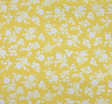 Poly Crepe 1A534 Polyester Fabric - Yellow/Off White, 57/58" Width (1 Yard)