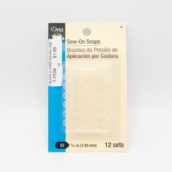 Sew-On Snaps Clear Fabric - Clear, 5/16"