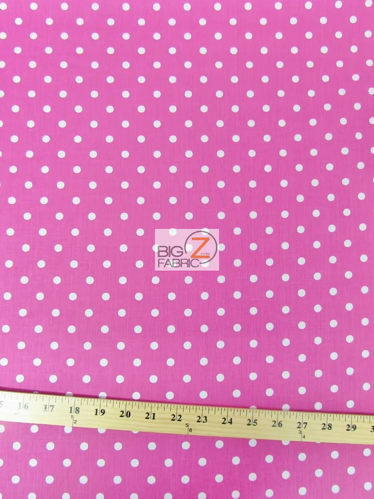 Poly Cotton Printed Fabric Small Polka Dots Fuchsia White Dots