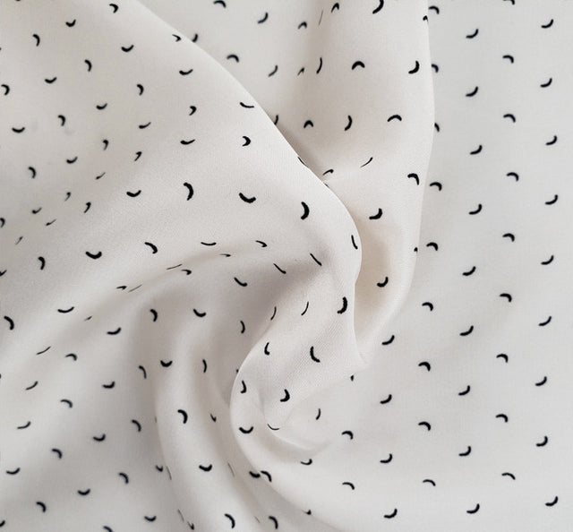 Poly Dull Satin 1D1377 Polyester Fabric - Beige/Black, 57/58" Width