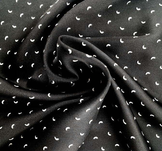 Poly Dull Satin 1D1377 Polyester Fabric - Black/Ivory, 57/58" Width