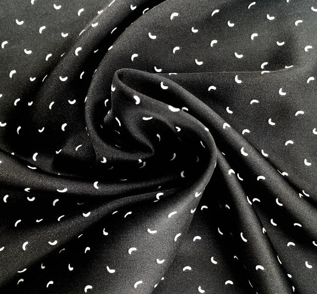 Poly Dull Satin 1D1377 Polyester Fabric - Black/Ivory, 57/58" Width