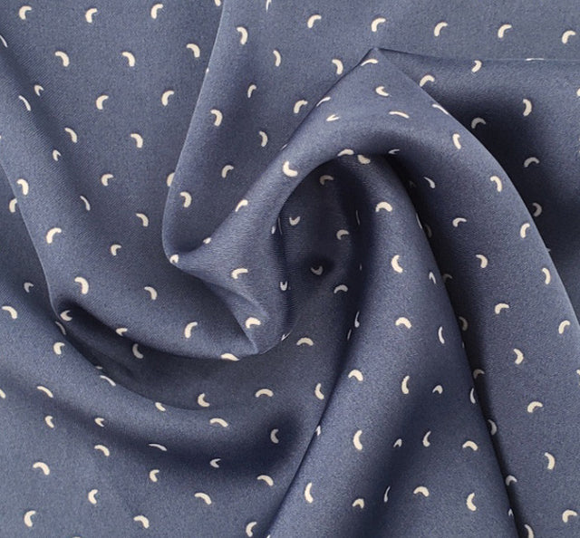 Poly Dull Satin 1D1377 Polyester Satin Fabric - Navy/Ivory, 57/58" Width