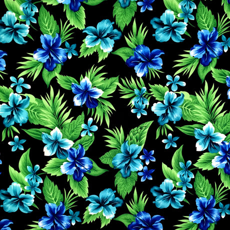 Dual Color Tropical Clusters Peachskin Fabric - White & Purple, Floral Tropical Print, 45" Width (1 Yard)
