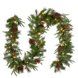 9FT Pre-Lit Colonial Fir Garland with Clear Lights