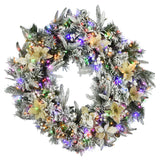 Pre-Lit Frosted Colonial Fir Christmas Wreath with Dual Color LED Lights, 30 Inch
