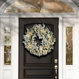 Pre-Lit Frosted Colonial Fir Christmas Wreath with Dual Color LED Lights, 30 Inch
