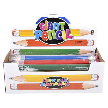 Giant Pencil 15" Assorted Colors (24 Pc Display)