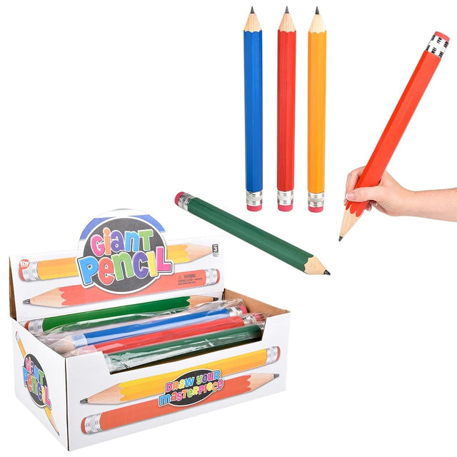 Giant Pencil 15" Assorted Colors (24 Pc Display)
