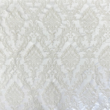 Perla Collection Polyester Fabric - Shiny Floral Damask Diamond Jacquard, 55" Width (Sample Book)