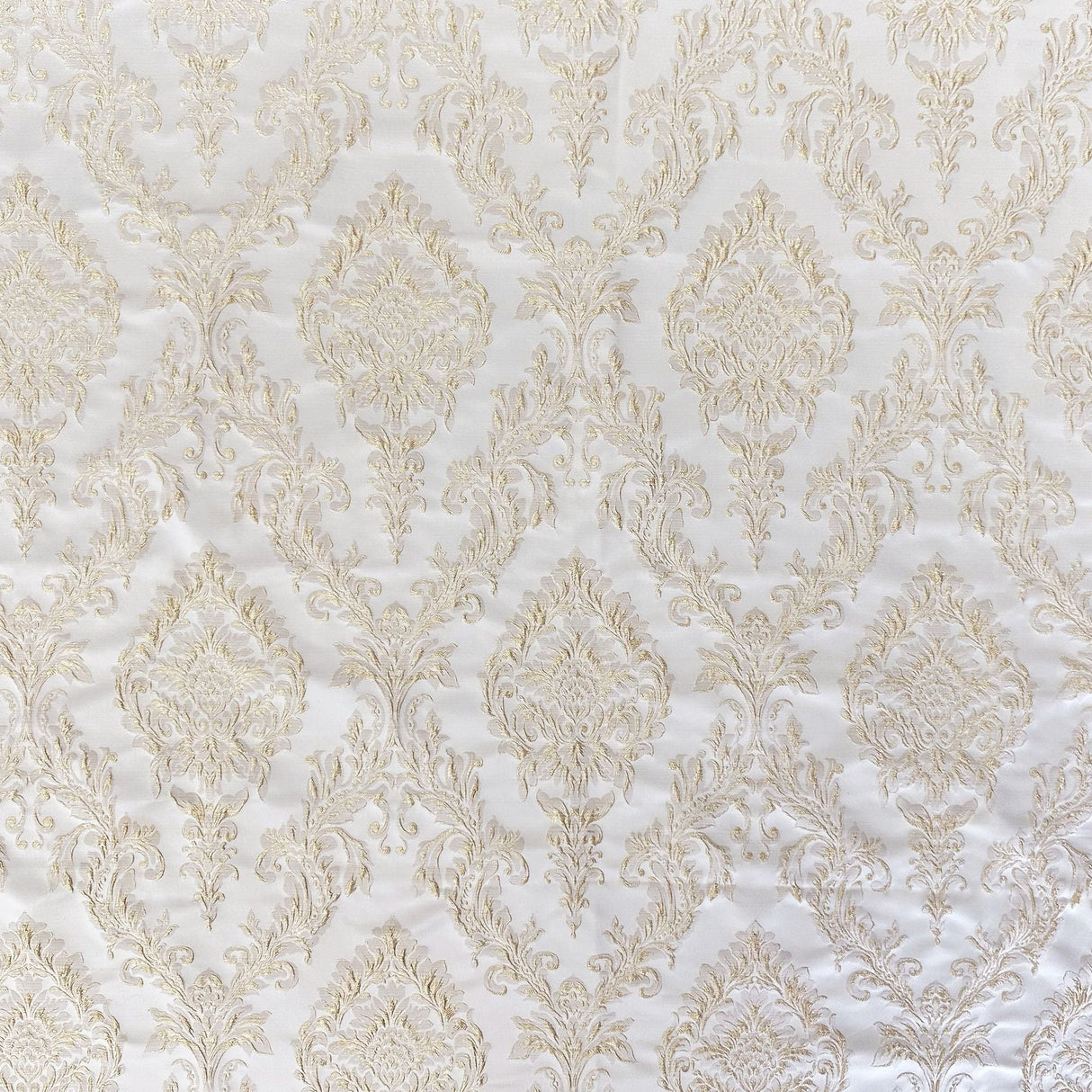 Perla Polyester Fabric - Shiny Floral Damask Jacquard, 55" Width (1 Yard)