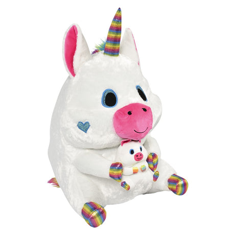 Unicorn Plush Belly Buddy And Baby 20"