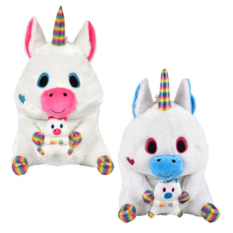 Unicorn Plush Belly Buddy And Baby 20"