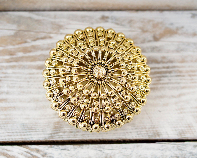 2 3/4" Gold Round Carved Plastic Favor Box - Pack of 12