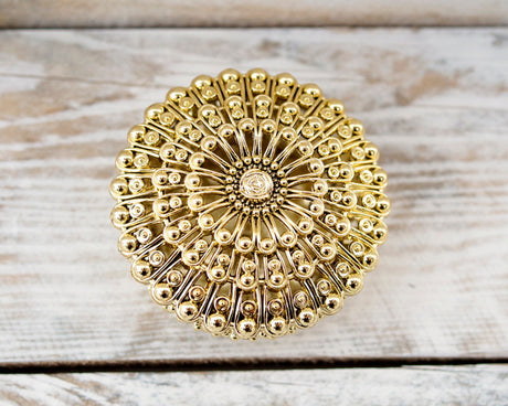 2 3/4" Gold Round Carved Plastic Favor Box - Pack of 12