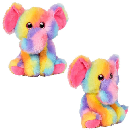 Plush Elephant 13" Rainbow Pastel