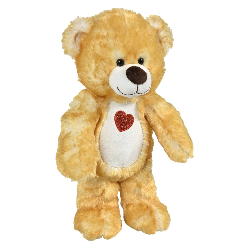 Plush Heart Bears 15.5" Cotton Candy Natural