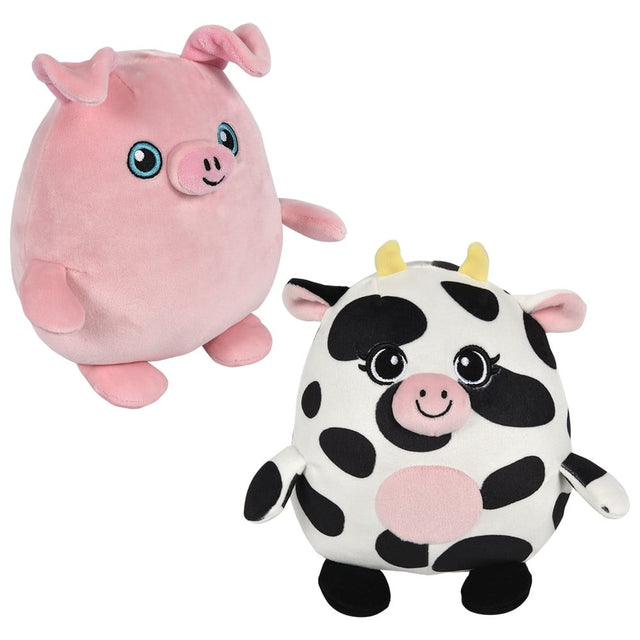 Squishy-Ishy Pig and Cow Plush (6 in)