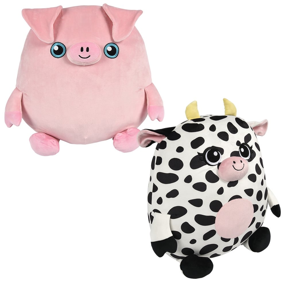 Squishy-Ishy Pig And Cow Plush 15"