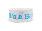 1 1/2"x 25 yards Blue It's a Boy Baby Shower Printed Grosgrain Gift Ribbon - Pack of 5 Rolls