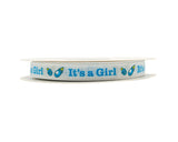 3/8"x 25 yards Royal Blue It's a Girl Baby Shower Printed Grosgrain Gift Ribbon